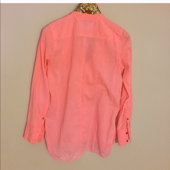 J Crew grosgrain ribbon shirt in neon size 2 - Picture 5 of 7